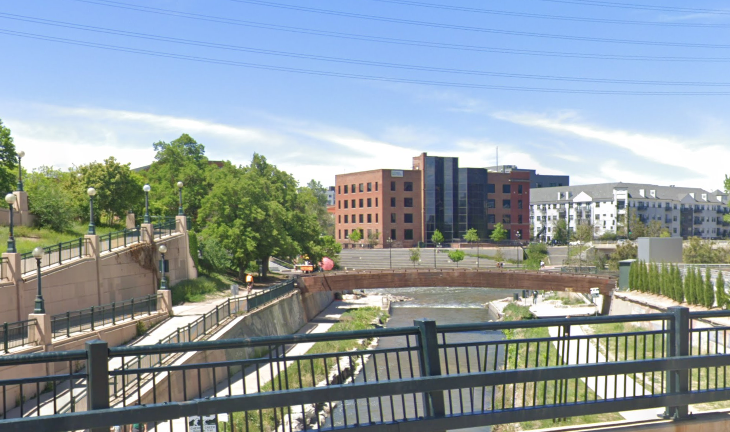 Linear park along river trail